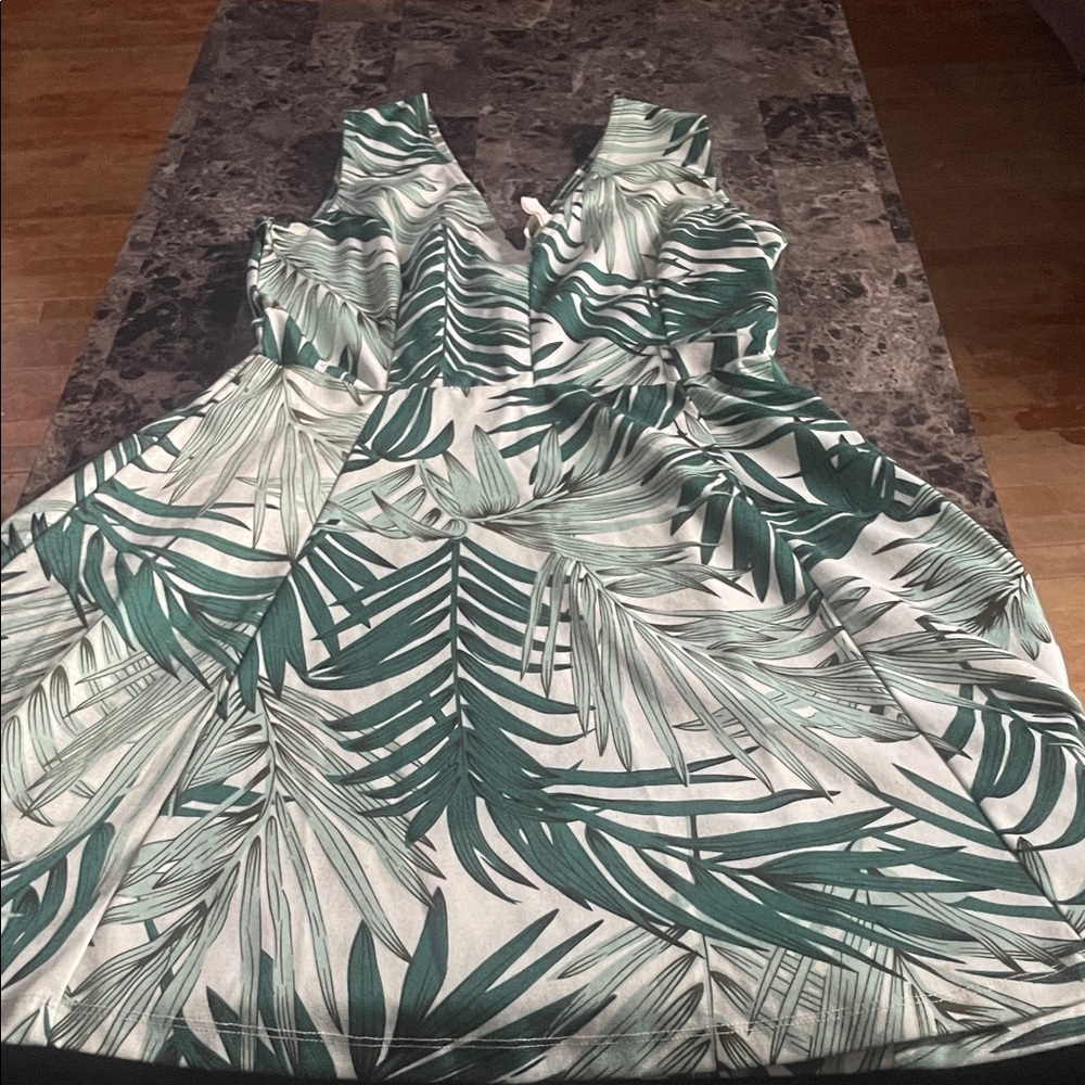 H&M Green Leaf Print Midi Dress
